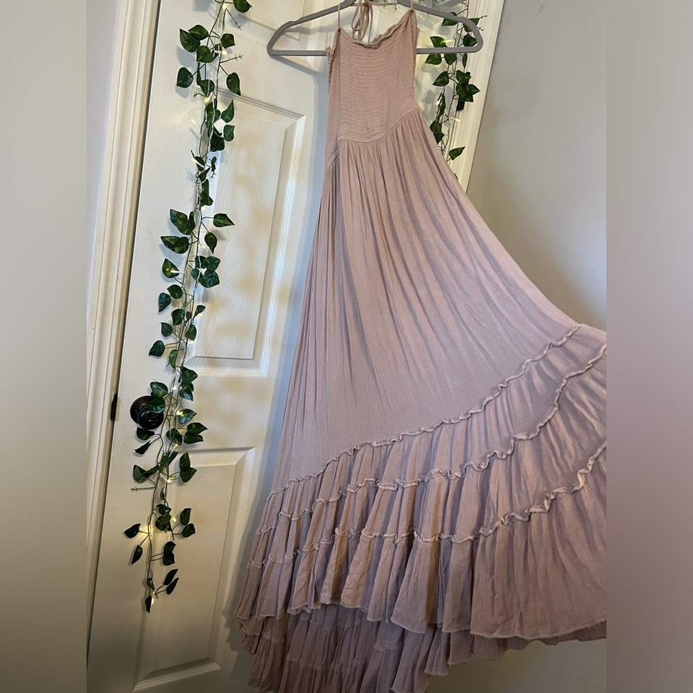Sexy Tan Backless Maxi Dress Worn 1x!